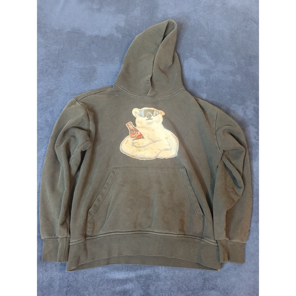 Pacsun Coca Cola Polar Bear Pullover Hoodie Mens Small Black Sweatshirt